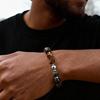 Original Hip Hop Natural Stone Bracelet for Men,Cool Senior Stainless Steel Metal Beaded Bracelet,Chic Accessories Gift