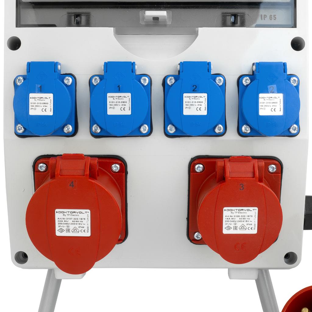 Pannello di distribuzione da cantiere su supporto con spina 16A 32A 4X230V Erbetka di potenza