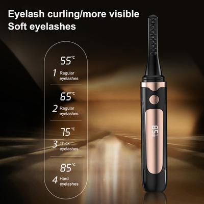 Electric Heated Eyelash Curler LED Display 4 Temperature Modes USB Rechargeable Quick Heating