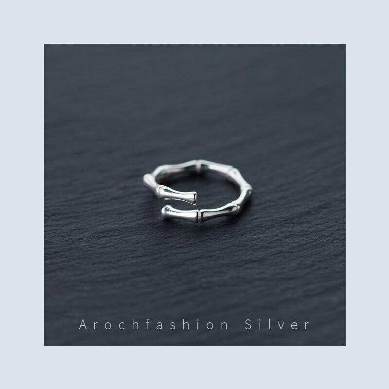 Silver-Plated Adjustable Bamboo Joint Ring for Women - Fashionable and Personalized Korean Style Finger Ring