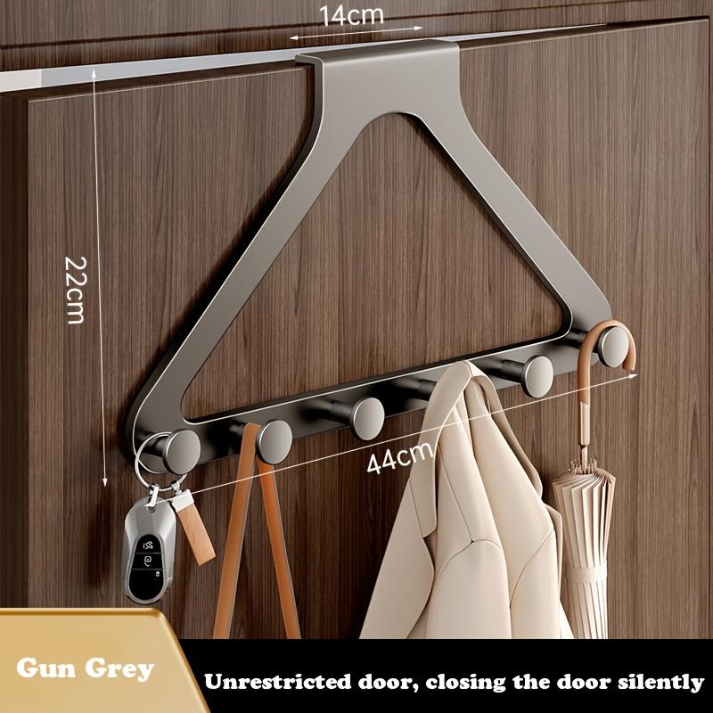 

1 шт. Стойка-крючок из нержавеющей стали для двери - Легкая установка, не требует сверления, высокая грузоподъемность, повседневный стиль, идеально подходит для развешивания одежды темно серый