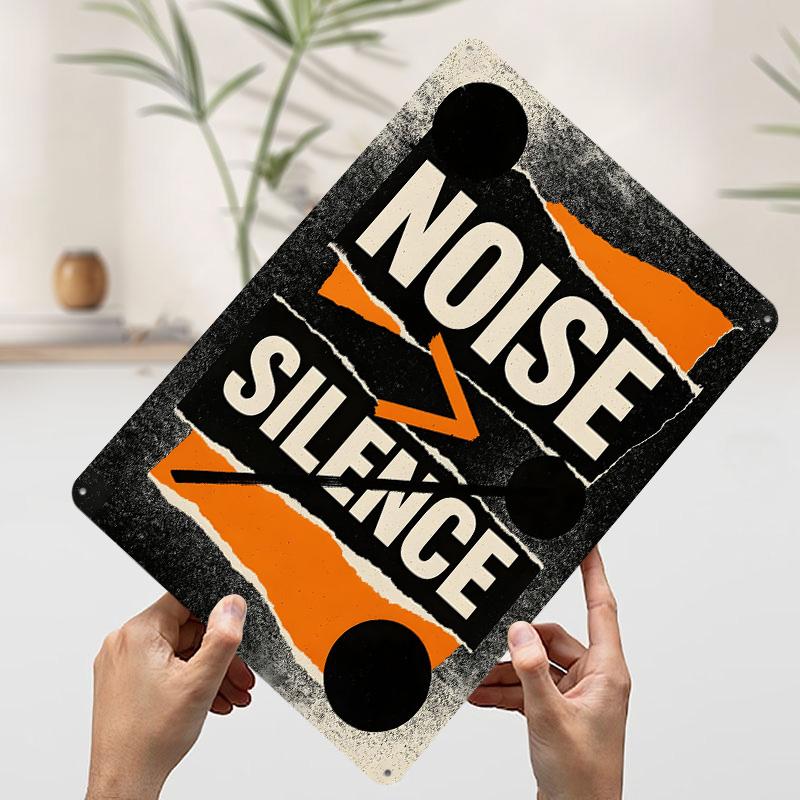 

Noise Over Silence Graphic Art Printed Poster Customized Wall Art Retro Vintage Metal Tin Signs for Garage Decoration Room Decor 7.9x11.8In(20x30cm)