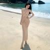 French Beautiful Dress Dress Light Luxury Pleated Waist Thin Sexy Backless Fishtail Neck Dress Women