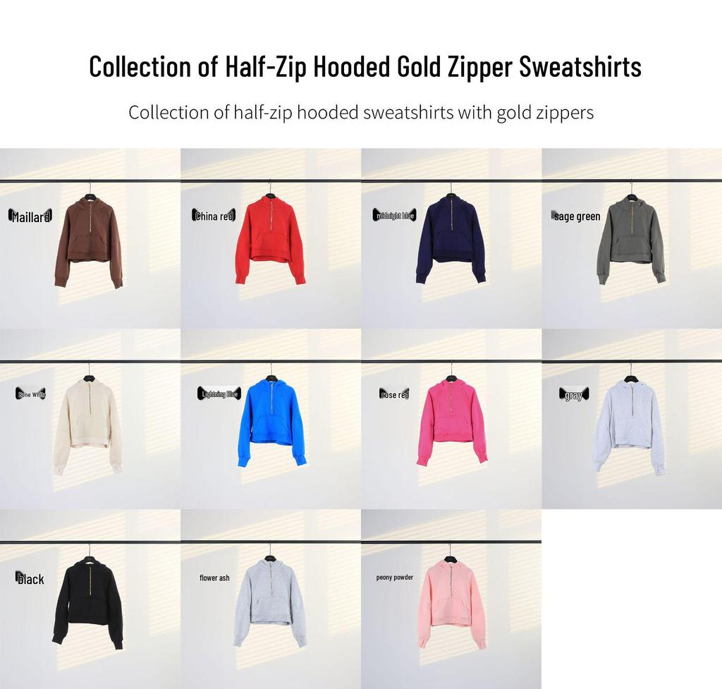 Women's Half-Zip Hooded Fleece Sweatshirt - Autumn/Winter Style (In Stock)