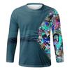Spring and Autumn Round Neck 3D Printed Top Fashionable Casual Colorful Long Sleeved Men's T-shirts
