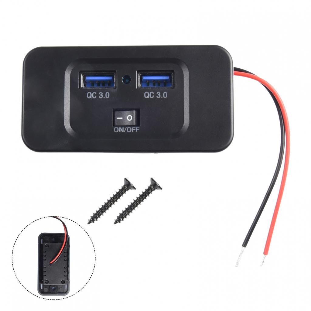 Fast Charger Socket QC 3.0 Car Charger Dual USB Car Charger Dustproof Cap