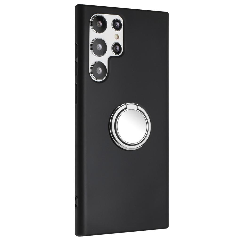 Für Samsung Galaxy S22 Ultra 5G TPU Matte Handyhülle Stoßfeste Rückabdeckung mit Ring-Ständer