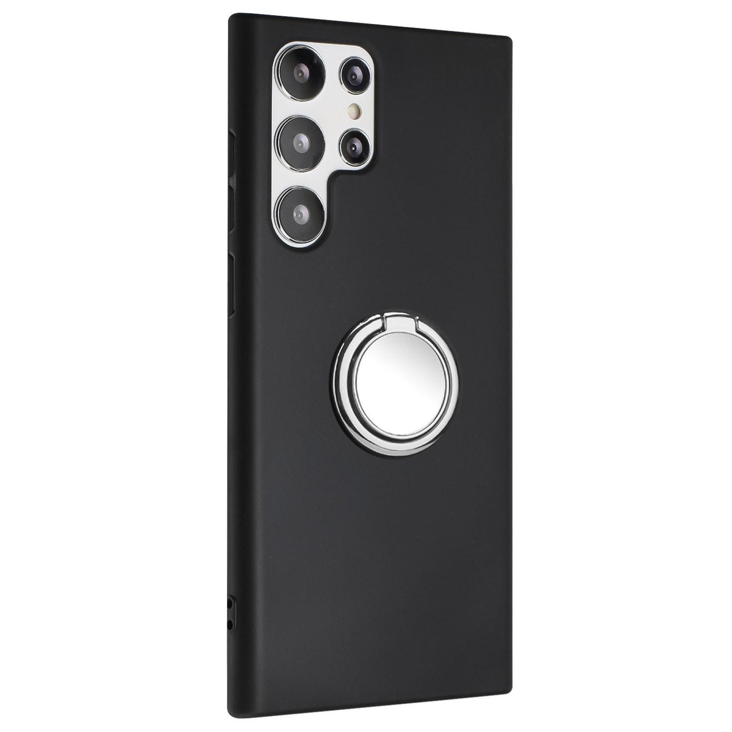 

Для Samsung Galaxy S22 Ultra 5G ТПУ Матовый Чехол для Телефона Ударопрочная Задняя Крышка с Кольцом-Подставкой Silver