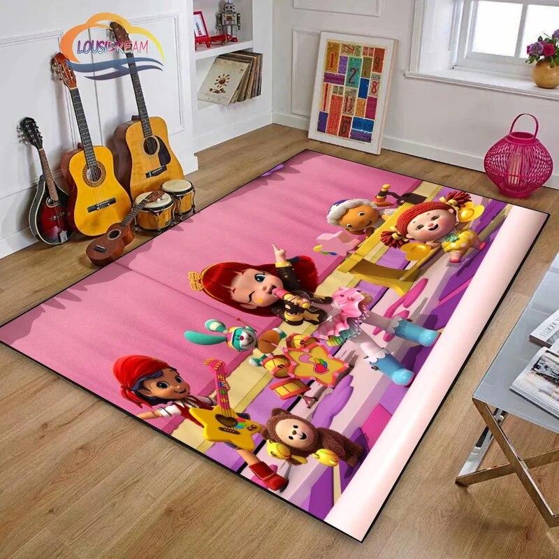 3D Printing Rainbow Ruby Series Carpet Lulu and Bear Cartoon Living Room Bedroom Non-slip Rug Soft Play Area Floor Mat Girl Gift