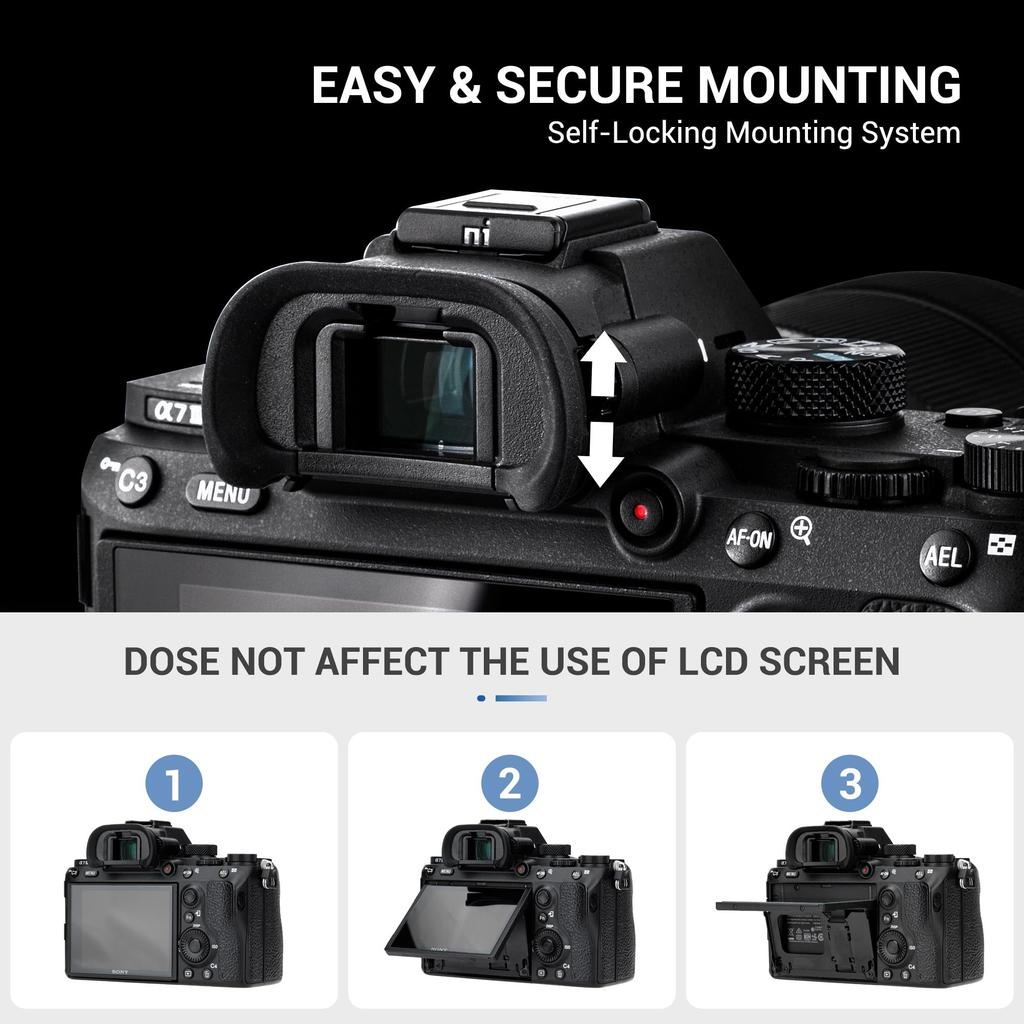 Eyecup Eyepiece Compatible with A7R4 A7RIV A7RIII A7RII A7R A7III A7II A7 A7SII A7S A9II A9 A99II A58 EP16 EP15 1+1 (Original + Extended) FDA-EP18