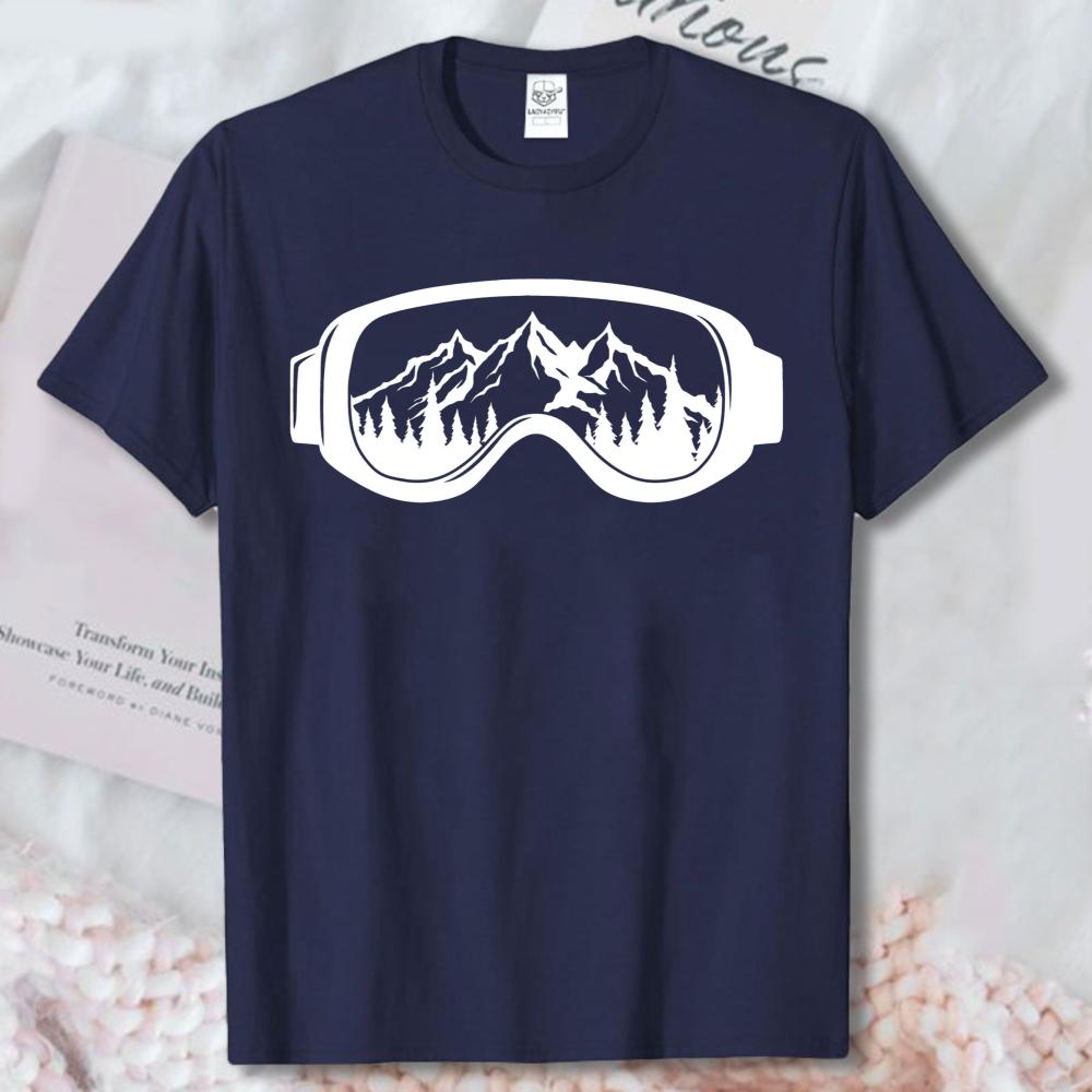 Snow Goggles Mountain View Shirt Skiing Snowboarding Winter Sports Graphic Tshirt Unisex Streetwear Top Cotton Unisex Tees