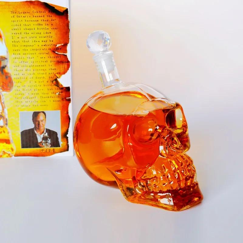 350/550/1000ML High-end Creative Skull Glass Whisky Vodka Wine Crystal Bottle Spirits Cups Transparent Drinking Cups Bar Home