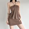 2026 European and American Summer New Neck Strap Slim Waist Drape Tube Top Temperament Hip Dress Women