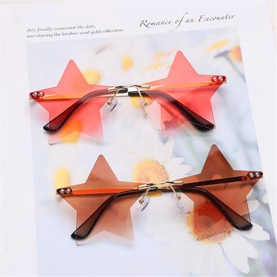 Rimless Star Shaped Sunglasses for Women & Men Fun Pentagram Sun Glasses Trendy Party Street Snap Eyewear UV400 Glasses