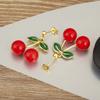 Nidin New Fashion Cherry Shape Glossy Drop Earrings For Women Female Anniversary Party Sweet Temperament Style Ear Jewelry Gifts