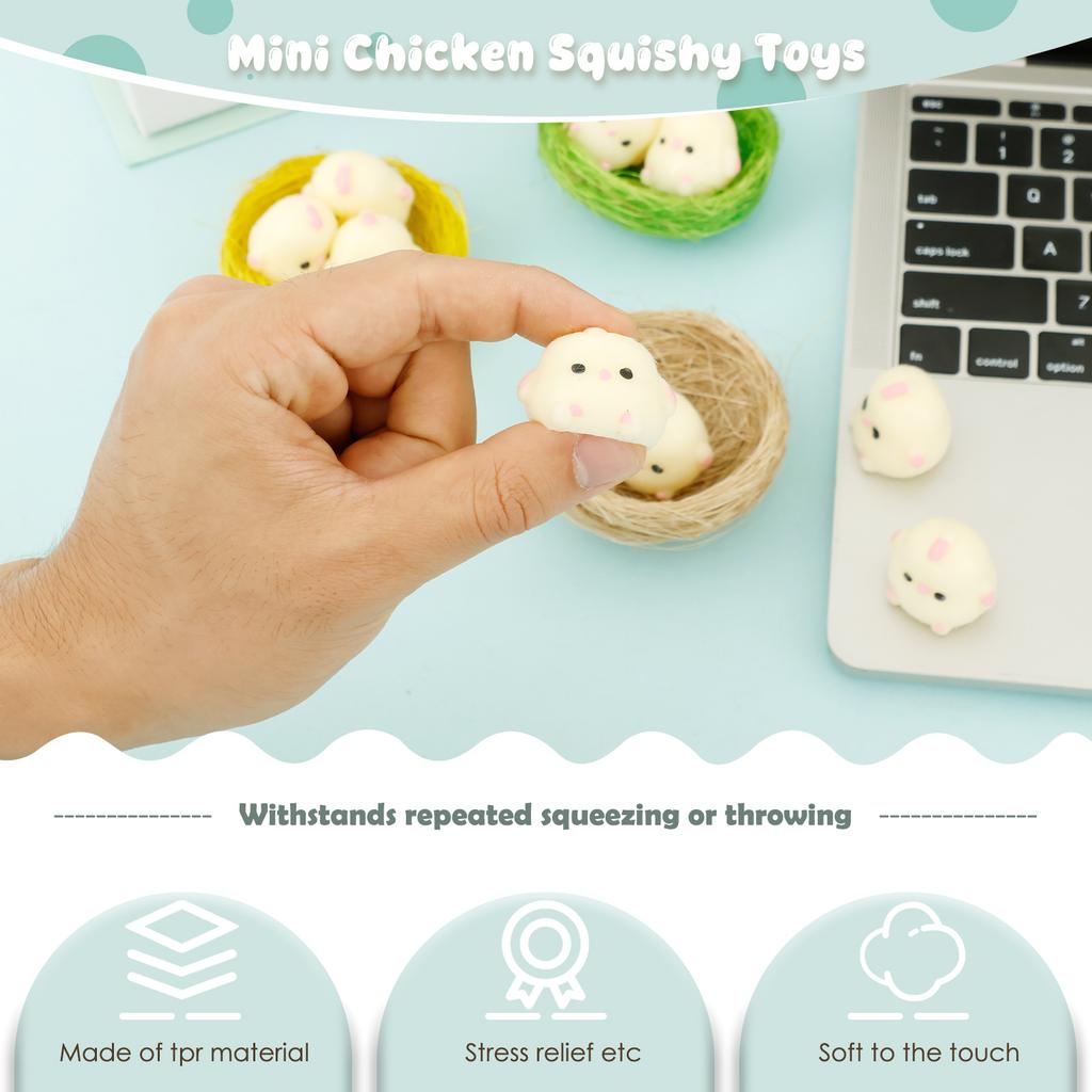 8Pcs Mini Chicken Squishy Toy Cute Small Chicken Sensory Pinch Toy Funny Pinch Gadgets for Backpack Office Desktop Decoration