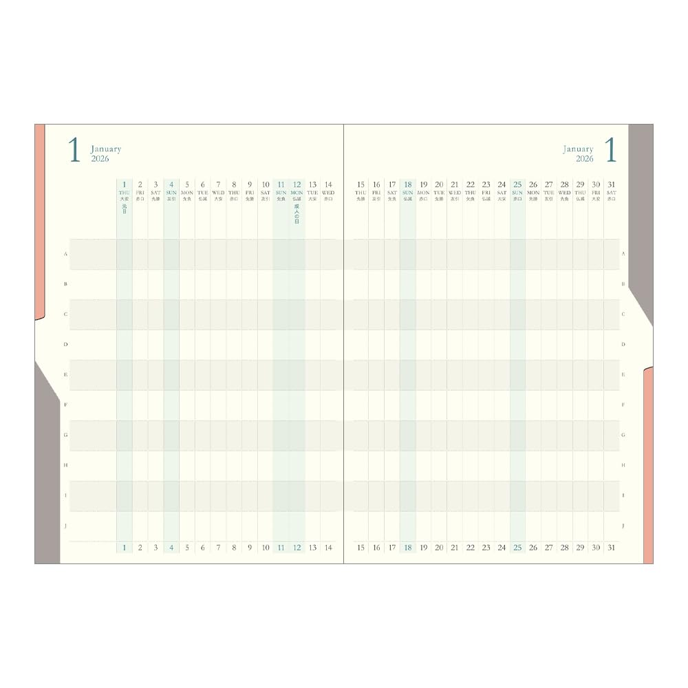 Midori Double Schedule Limited Bookmark Navy 22384006 October Planner, 2026, B6, Monthly, Edition, Included, Blue, (Starts 2025)