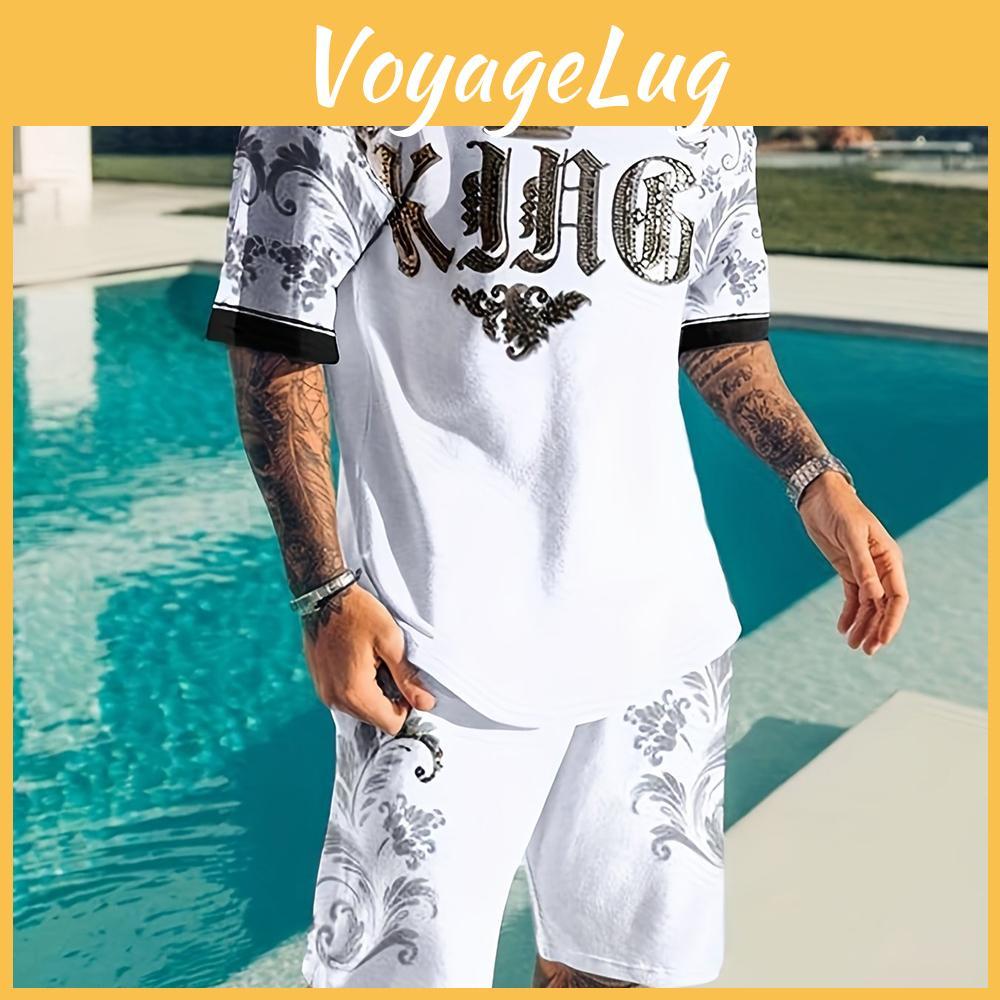 Summer Mens Running Sports Leisure Set Oversized Mens Refreshing Top Y2k Style Printed 3d Poker Pattern Fashion Set