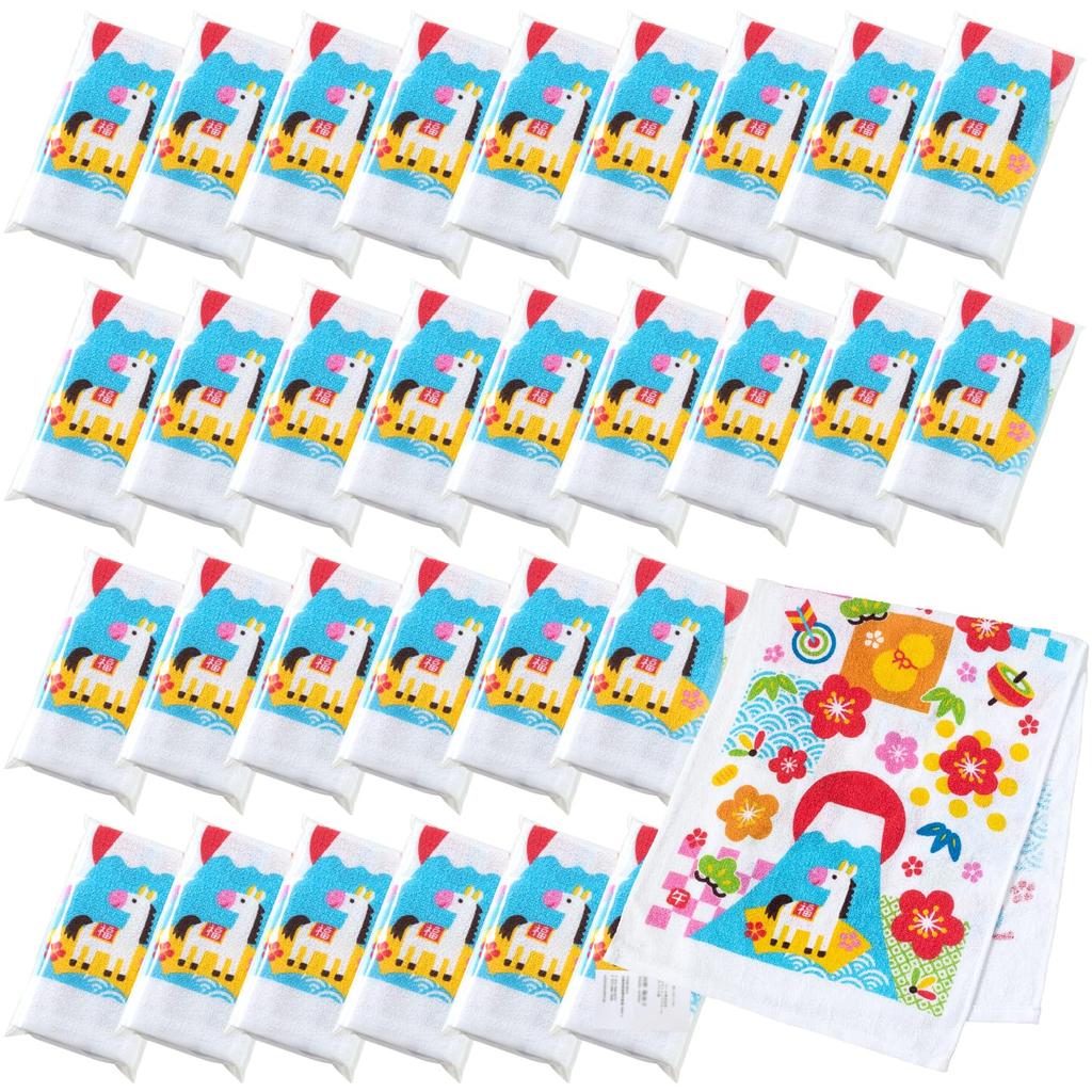Bloom Zodiac Towels, New Year's Gift Towels, Made In China, Face Towels, 30-Piece Set, PP Bag with Business Card Pocket (Lucky Fuji)