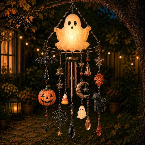 Handcrafted Spooky Home Accents Halloween Acrylic Wind Chime Pendant, Crystal Suncatcher Hanging Ornaments, Decorative Unique Seasonal Ornaments