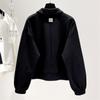PoLo-Kragen Farbblock-Spleißpullover Damen Herbst Koreanische Version Locker Kurzer Abschnitt Locker Alles Passend Langärmlige Oberteile
