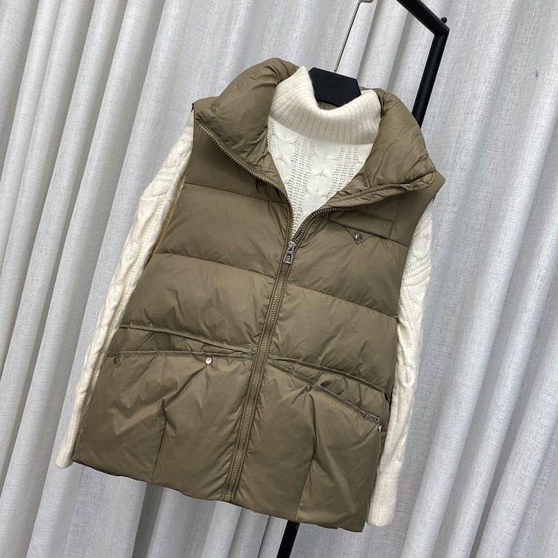 Down Cotton Vest Women's Autumn and Winter New Loose and Thin Versatile Sleeveless Vest Rivet Thickened Vest Jacket