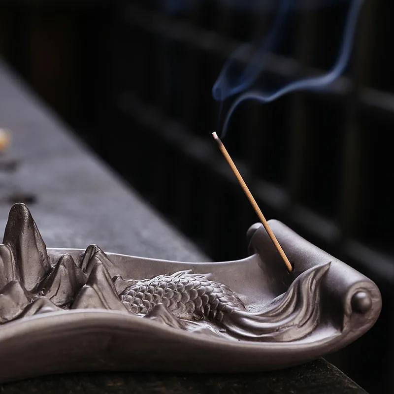 1pc, Purple Clay Handicrafts Dragon Home Ornaments Backflow Incense Burner Incense Stick Holder (Without Incense)