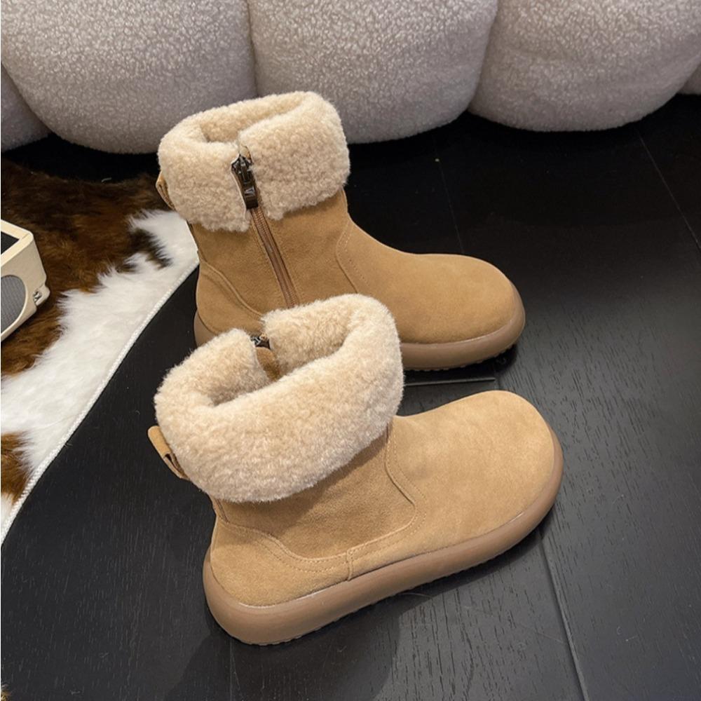 Snow Boots for Women's 2026  Winter New Plush Thickened Short Boots Retro Warm Fluffy Cotton Shoes Women's Flats Boot Women