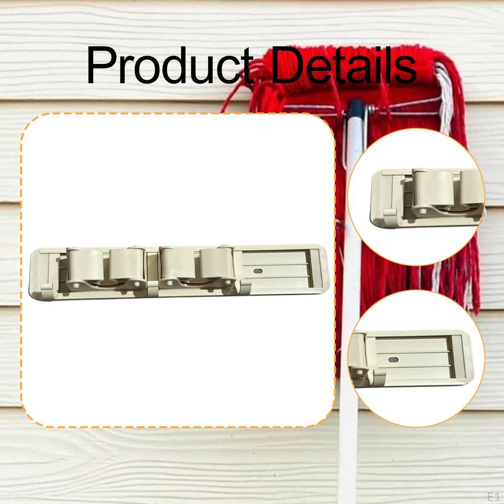 Broom Holder Mop Organizer Garage Storage Rack Space Saving Anti Slip Wall Mount, for Bathroom