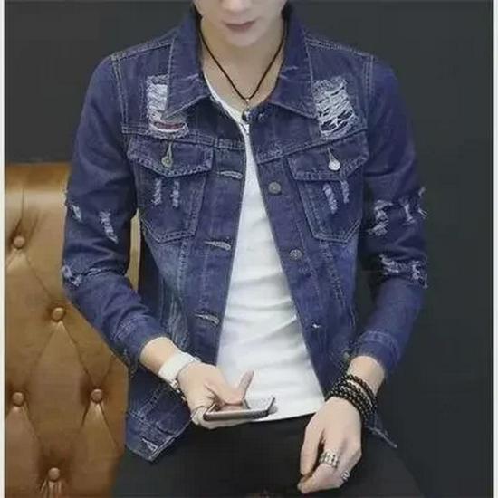 

Hongxinjie Men s Slim Casual Denim Jacket - Trendy Spring/Autumn Student Style M
