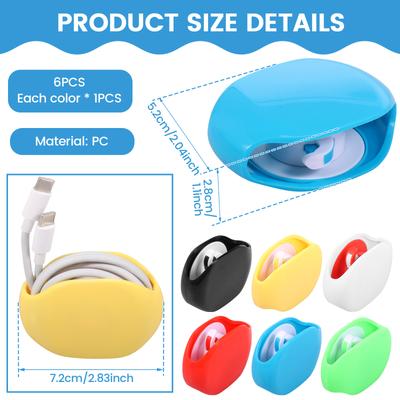 6pcs Automatic Cord Reel Retractable Cable Reels Small Roll Winder Case for USB Cables, Headset Cable, Data Cables Travel