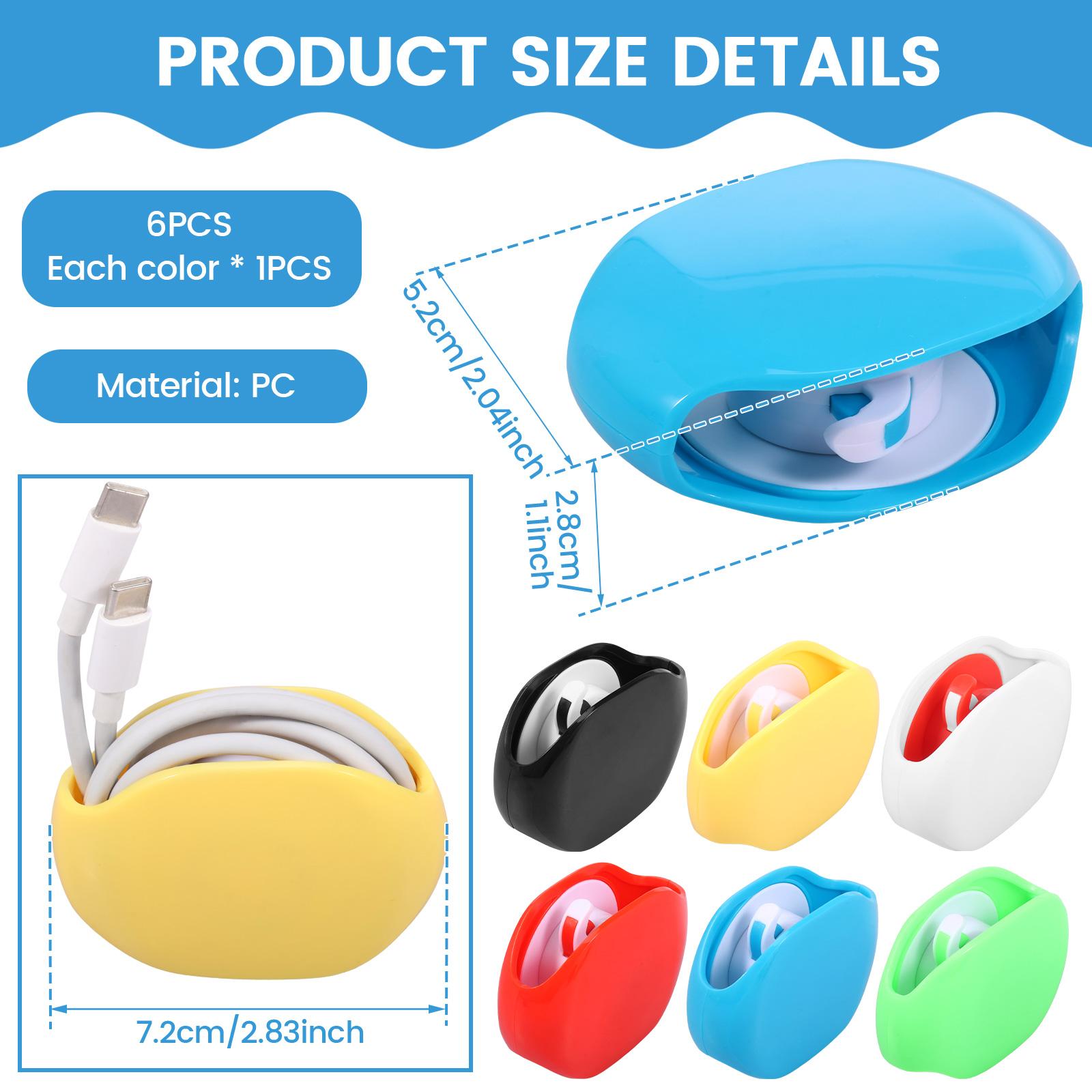 

6pcs Automatic Cord Reel Retractable Cable Reels Small Roll Winder Case for USB Cables, Headset Cable, Data Cables Travel