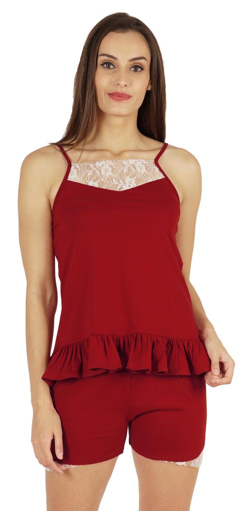 Inkmeso Lingerie Lace Cami Sleepwear Shorts Set For Women  S Spaghetti Strap Nightwear 2 Pcs