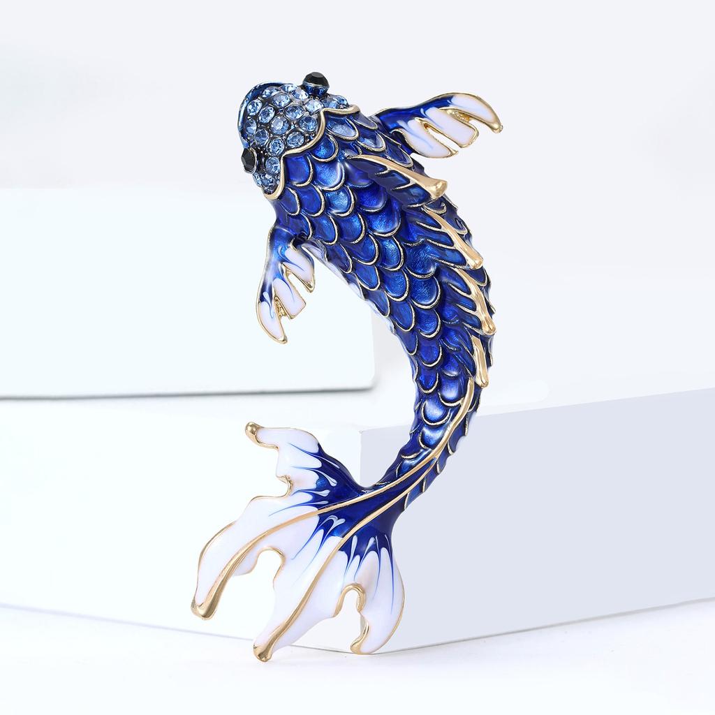 Enamel Carp Brooch for Women Unisex Animal Lapel Pins Party Friend Accessories Gifts