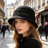 (One Size, Black) Women's Bucket Hat Hollow Knit Breathable Fisherman Cap Stylish Decorative Letter Detail Sun Hat