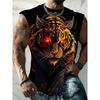 Summer Men's Sleeveless Vest, with Printed Design, Lightweight and Breathable, Suitable for Beach Leisure and Vacation, Machine Washable