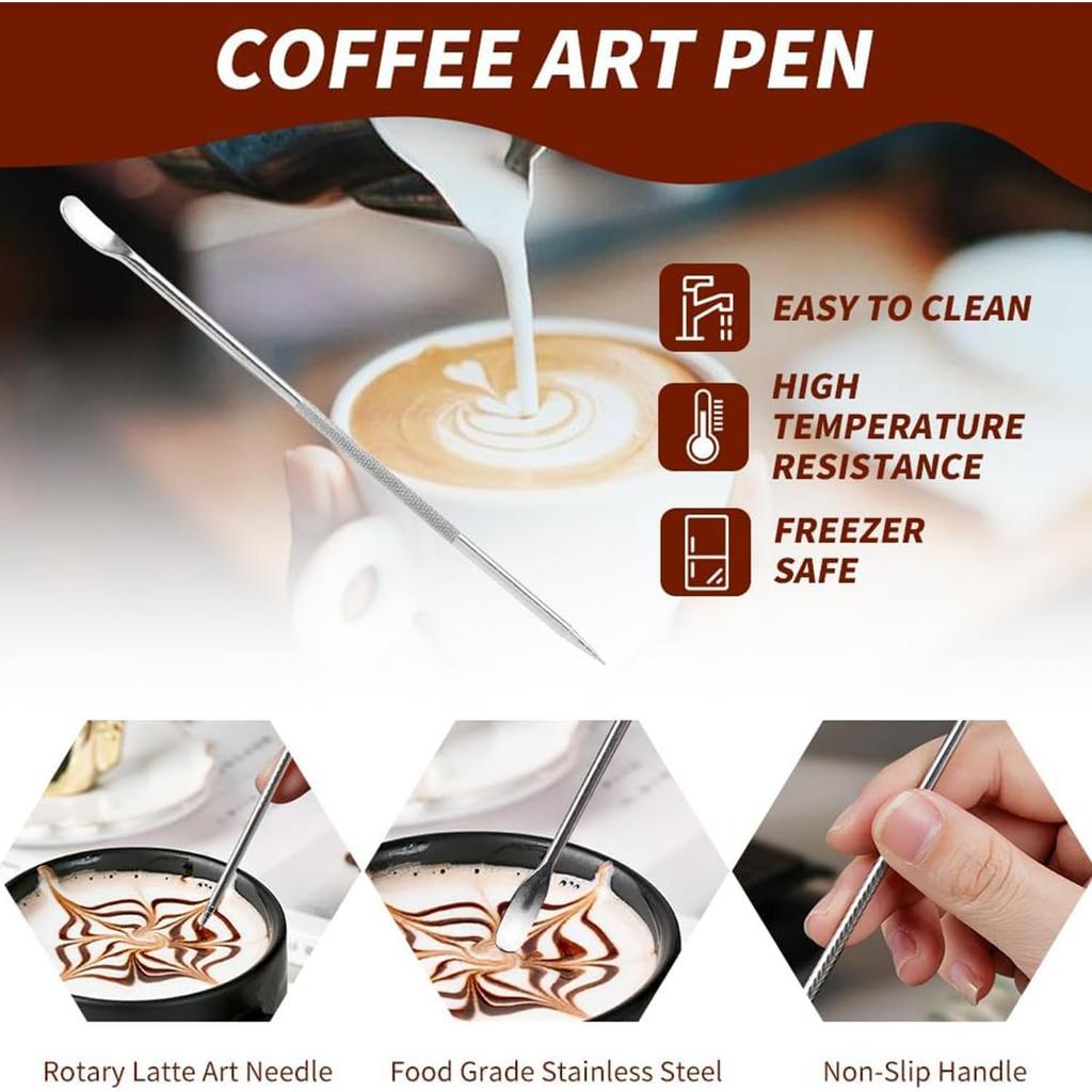 7Pcs Coffee Tamper Set, Coffee Machine Accessories Set, Milk Frothing Pitcher 12oz/350ml with 51mm Espresso Tamper Set, WDT Tool, Coffee Stirrer