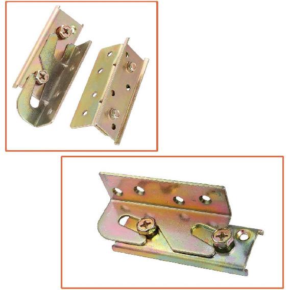 Socell 4 Sets Bed Rail Brackets Heavy Duty No-Mortise Bed Rail Fittings Wooden Bed Frame Connectors with Screws for Headboards Footboards Hold