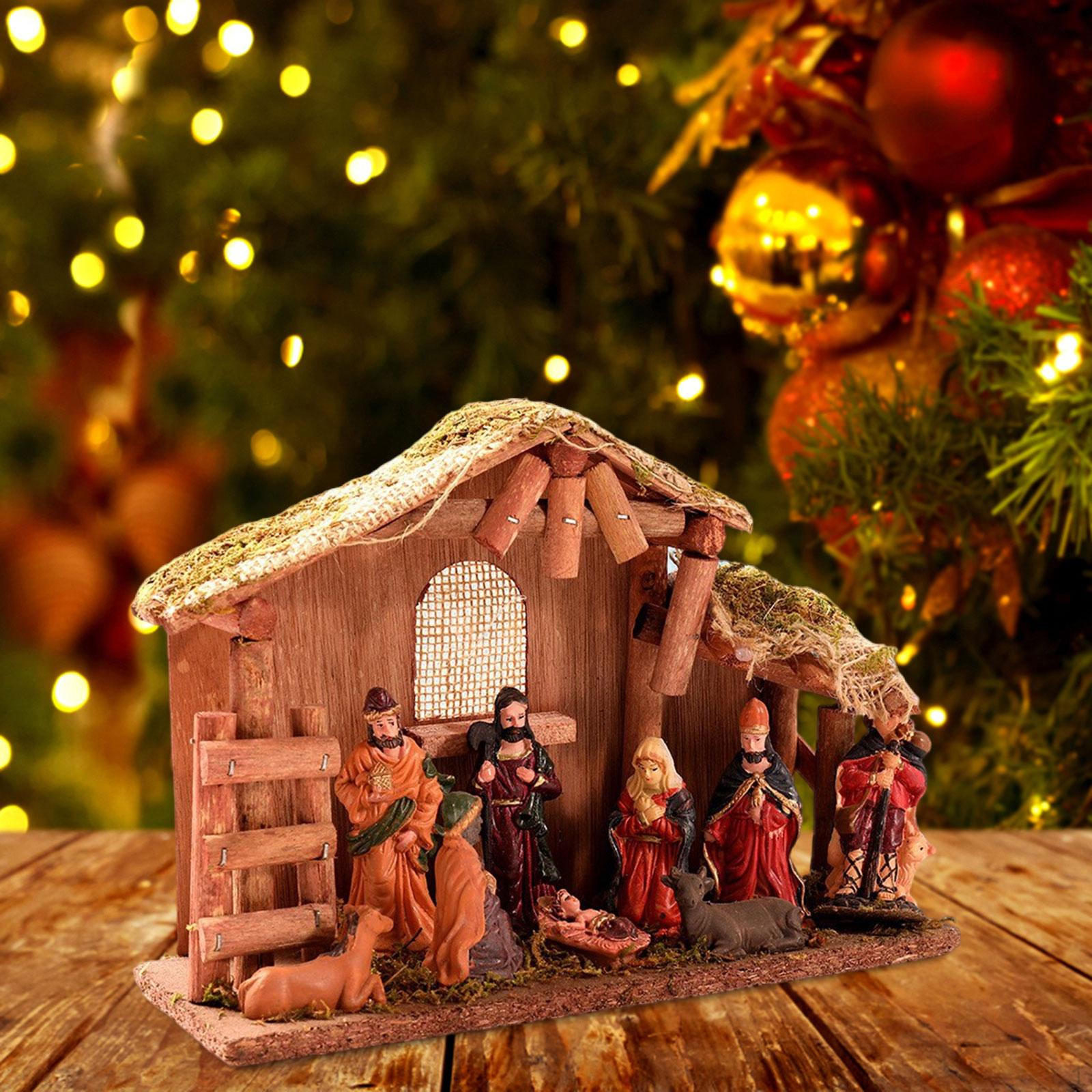 

Рождественский декор сцены Рождества Христова Рождение Иисуса Украшение Ручная работа Праздничный сезон Традиционный