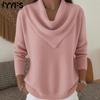 Maglioni a maniche lunghe con stampa tinta unita, casual, autunno inverno, da donna