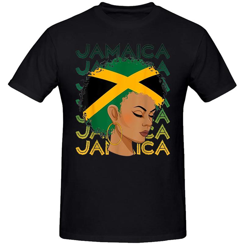 3D-gedrucktes jamaikanisches schwarzes Mädchen T-Shirt für Männer Jamaica Flaggenmuster T-Shirts Sommer Übergroße Damen T-Shirts Rundhals Tops