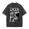 Anime Giapponese Seriale EsperiUnisexts Lain Vintage Lavato Maglietta Unisexga Iwakura Ragazza Sci Fi T-shirt Unisex Cotone Casuale Maglietta