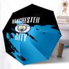 1 Stück stabiler Automatikschirm mit 8 Speichen, Manchester United Manchester City Schirm, Digitaldruck, Faltbarer Schirm für unterwegs im Freien