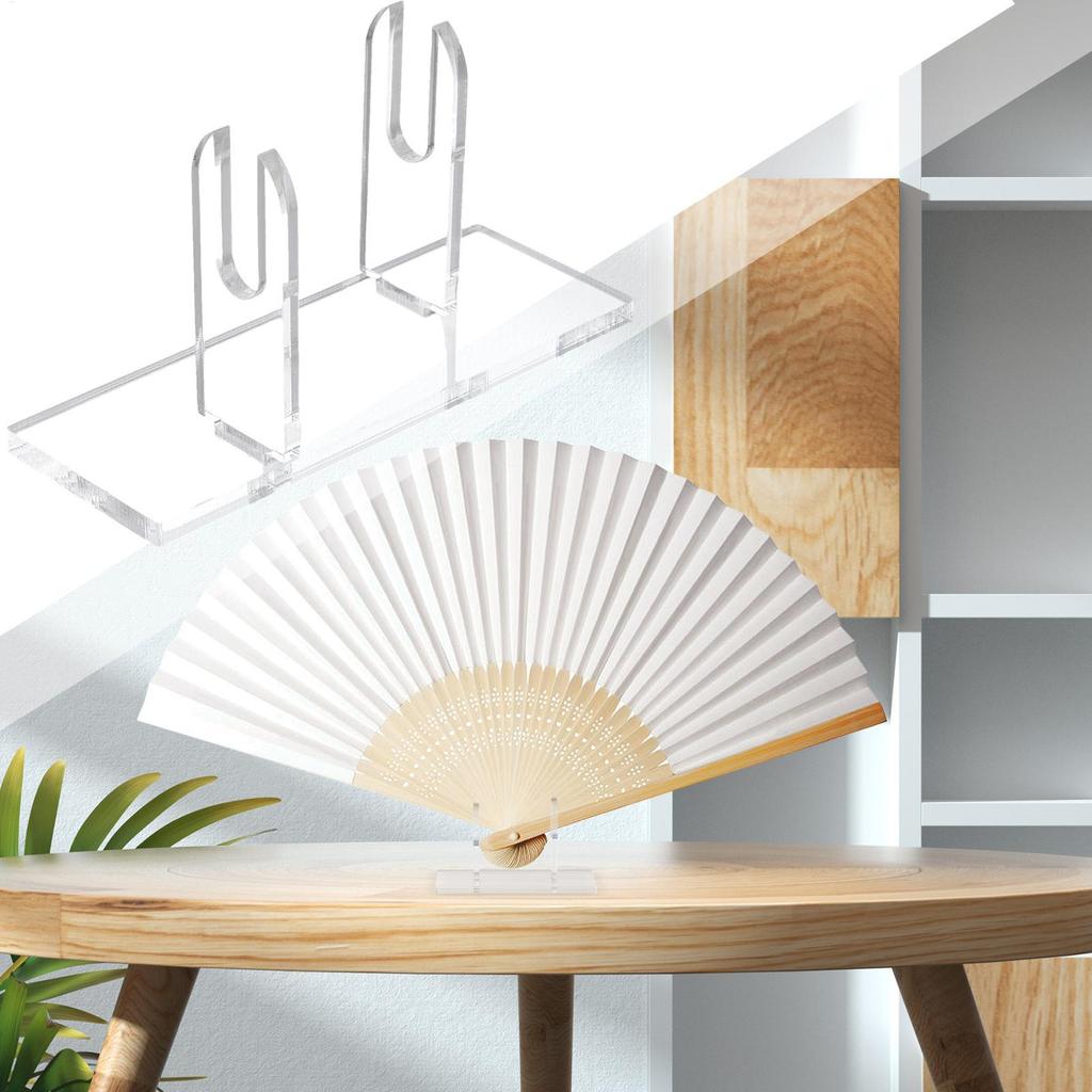 Handheld Folding Fan Display Stand Acrylic Hand Fan Organizer Stage Rack Performance Props Holder for Easy Assembly and Storage