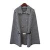 Autumn and winter new high-end thousand bird grid knitted double-sided tweed cloak temperament sweater jacket