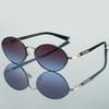 Vintage Metal Rim Gradient Shades Women's Original Brand Design Sunglasses Multi Color Lens Chic Driving Sun Glasses