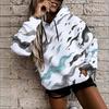 Women Plus Size Abstract Printed Long Sleeve Drawstring Hood Kangaroo Pocket Pullover Hoodie