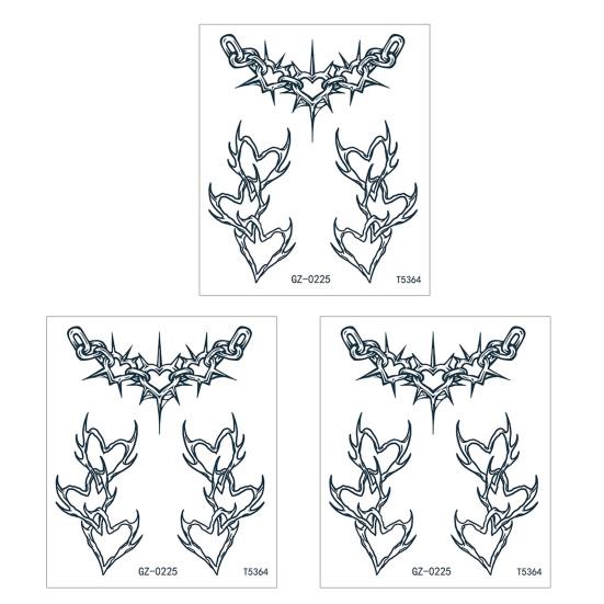 Yousheng 3Pcs Waterproof Tattoo Sticker for Men Women, Face Body Arm Chest Shoulder Thigh Waist Temporary Tattoo Decal, Long Lasting Body Art Fake