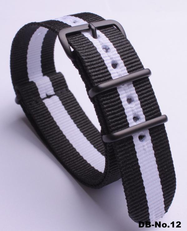 Black Nylon & Canvas Watch Strap with Vacuum-Plated Buckle