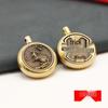 Rotating Brass Zodiac Signs Vermilion Gourd Keychain for Wealth & Treasures